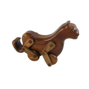 Handmade Wooden Cat Toy Pull Toy Brown